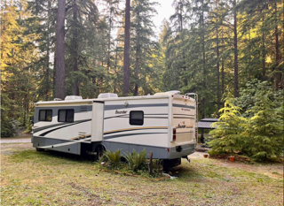 American Alps campsite with RV among the trees